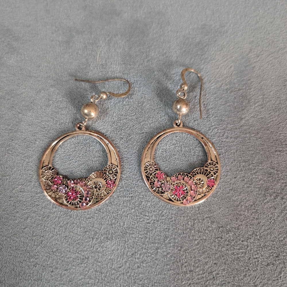 Elegant Pink and Gold Earrings